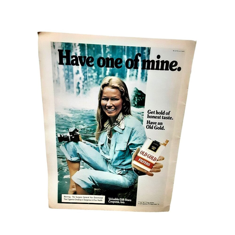 1974 Old Gold Cigarettes Woman with Camera Original Print Ad
